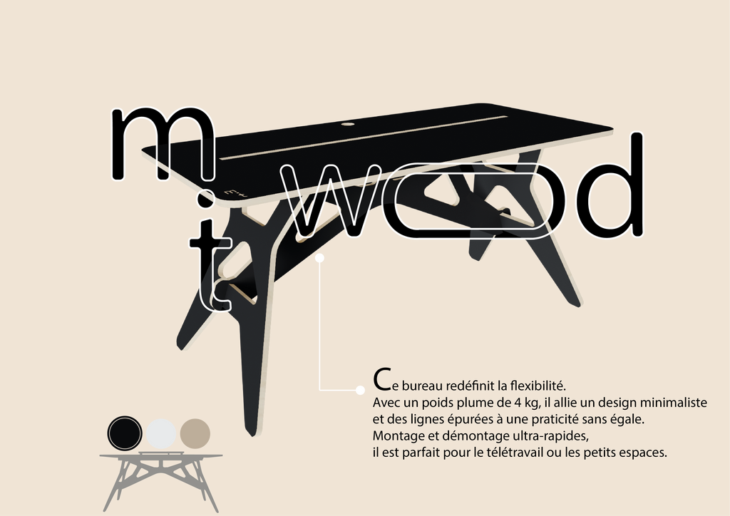 Bureau démontable en Noir Enfant