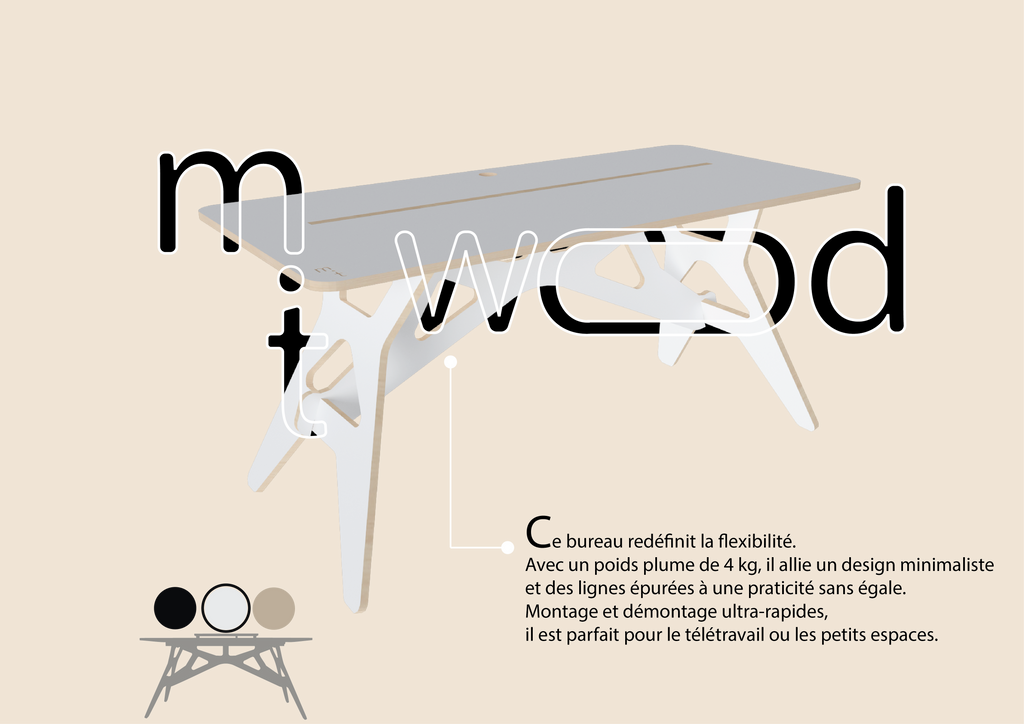 Bureau démontable en Blanc  Enfant