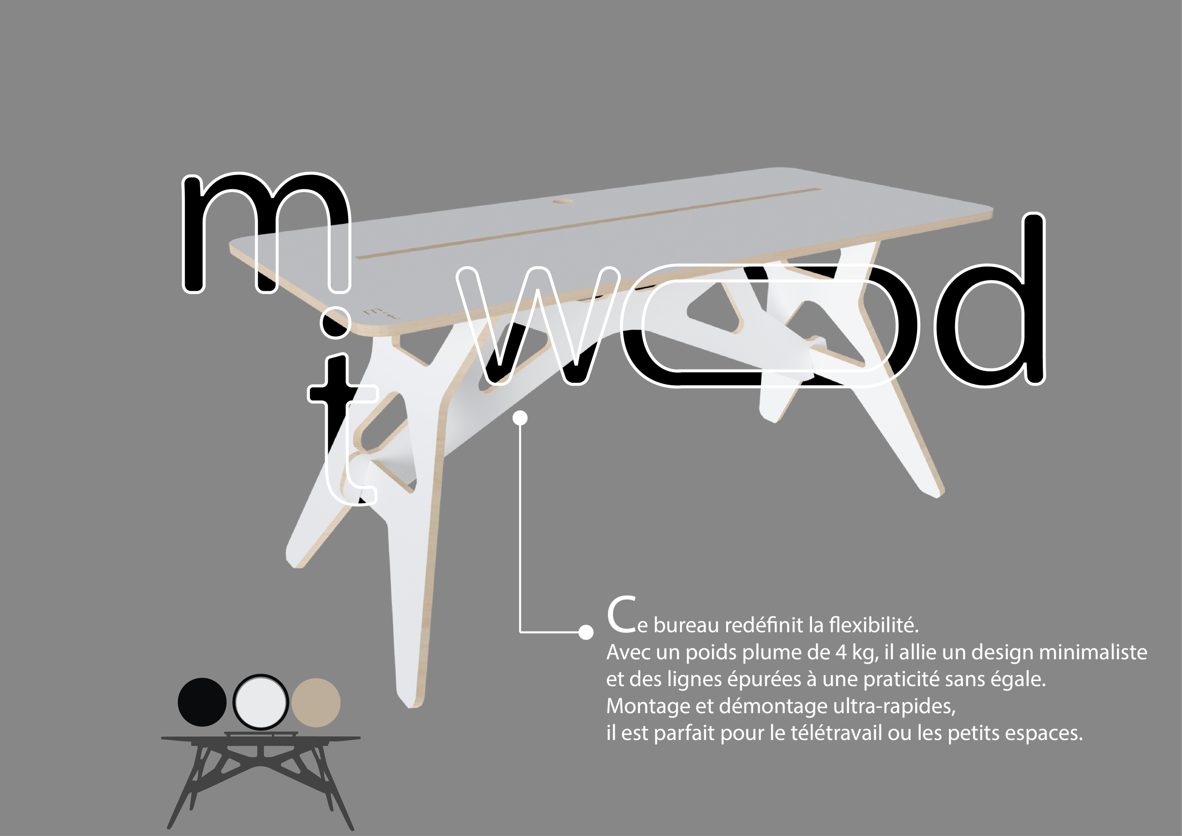 Bureau démontable en Blanc