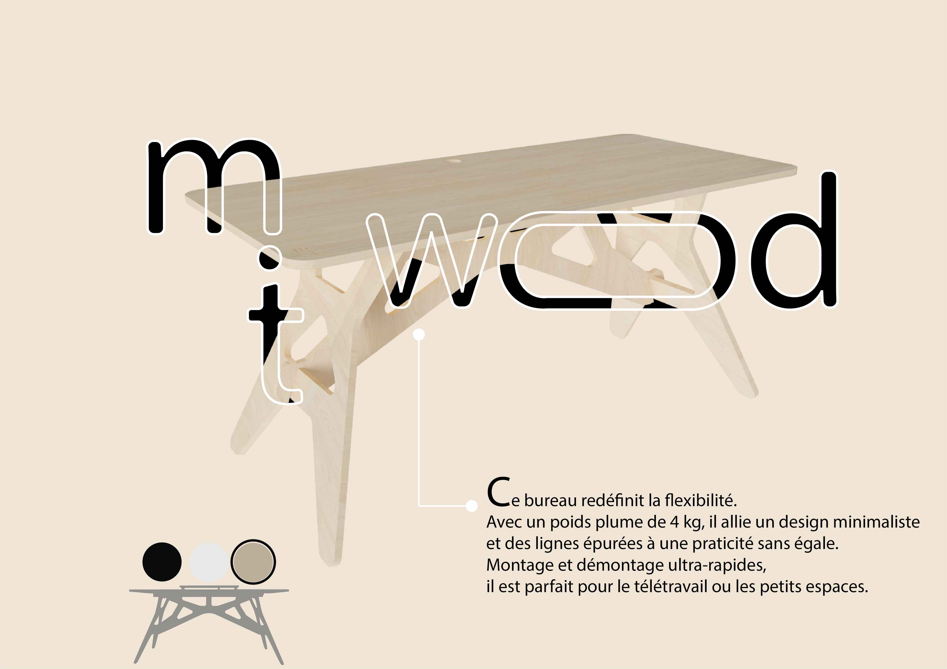 Bureau démontable en bois Enfant