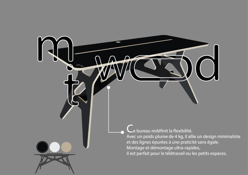 Bureau démontable en Noir